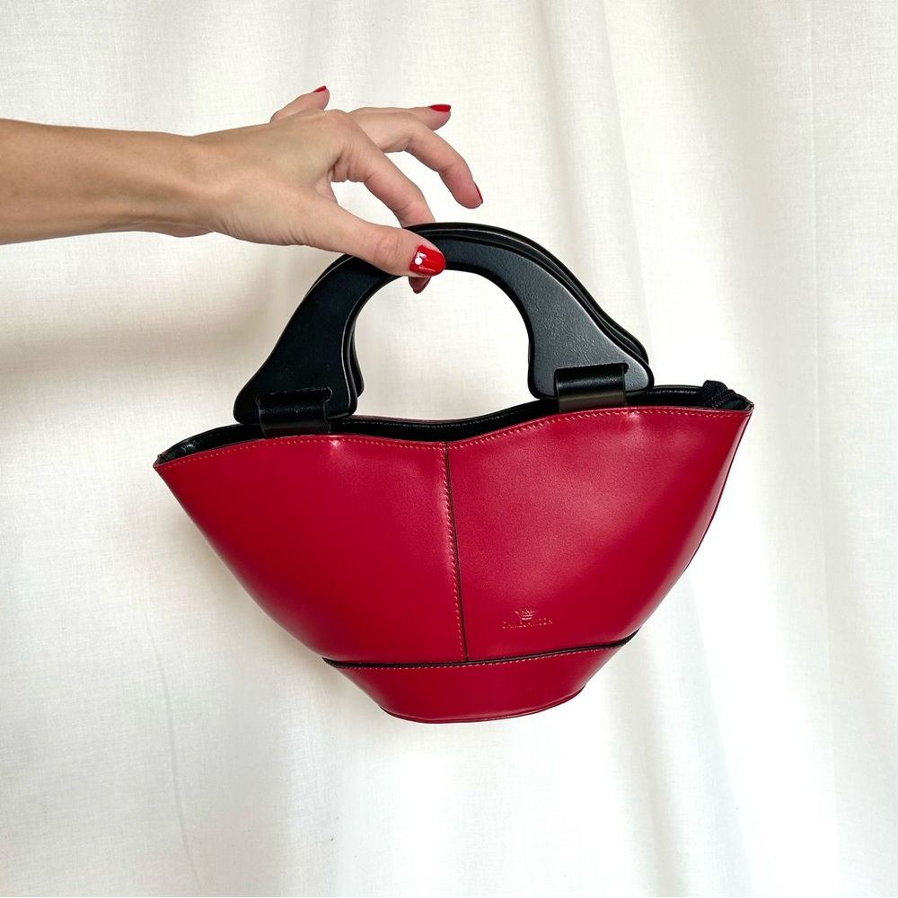 Italian Leather Handbag in Red